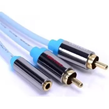 Кабель Jack 3.5mm(F)-2xRCA(M), экранированный, 1 м, черный Vention VAB-R01-S (VAB-R01-S100)