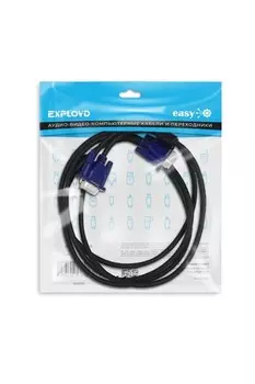 Кабель VGA(15M)-VGA(15F), ферритовый фильтр, 2 м, черный Exployd Keen (EX-K-1368)