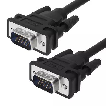 Кабель VGA(15M)-VGA(15M), экранированный, 50см, черный GCR GCR-VM2 (GCR-VM2VM1-0.5m)