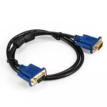 Кабель VGA(15M)-VGA(15M), экранированный, ферритовый фильтр, 1 м, синий/черный Exegate EX-CC-PVGA-15M15M-1.0 (EX294725RUS)