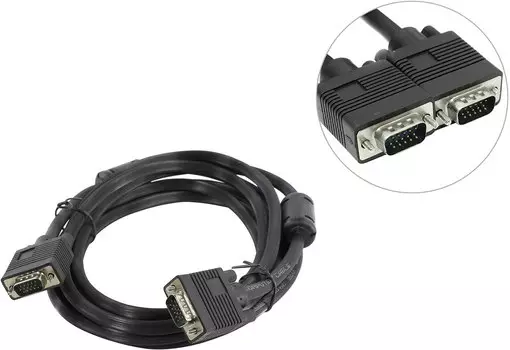 Кабель VGA(15M)-VGA(15M), ферритовый фильтр, 3 м, черный 5bites APC-133 (APC-133-030)