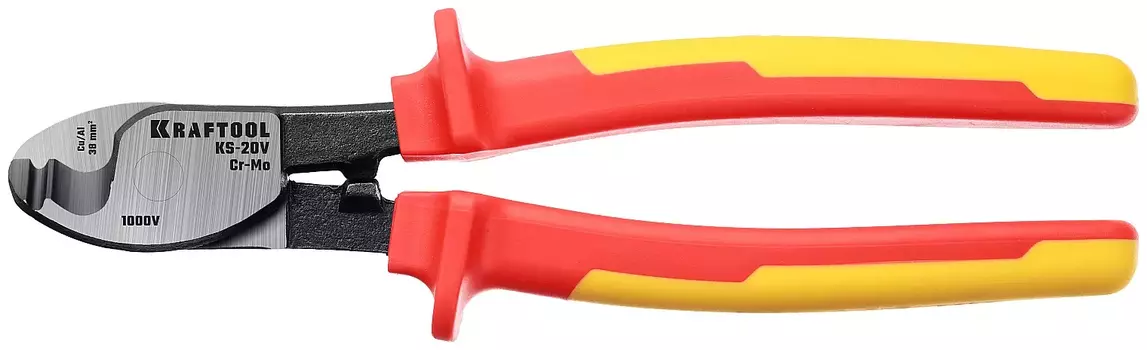 Кабелерез 210мм, рукоятки двухкомпонентные, диэлектрические, кабеля до 11мм, Kraftool KS-20V