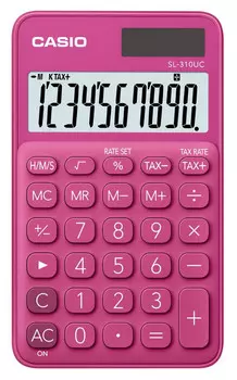 Калькулятор карманный CASIO SL-310UC, 10-разрядный, кол-во функций:9, однострочный экран, красный (SL-310UC-RD-S-EC)