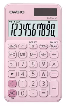Калькулятор карманный CASIO SL-310UC, 10-разрядный, кол-во функций:9, однострочный экран, розовый (SL-310UC-PK-S-UC)