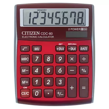 Калькулятор настольный Citizen DesignLine CDC-80RDWB, 8-разрядный, однострочный экран, бургунди