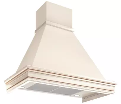 Каминная вытяжка Elikor 90П-650-П3Д, топленое молоко/бук крем патина золото (945849 )