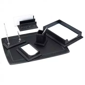 Канцелярский настольный набор GOOD SUNRISE, 6 предметов, дуб дерево/МДФ , черный (BK6DX-1 )