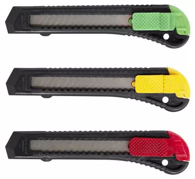 Канцелярский нож, лезвие: 18мм / выдвижное / сегментированное / отламывающееся, Buro