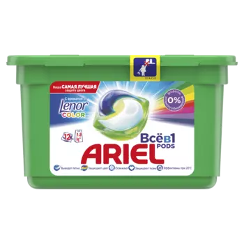 Капсулы для стирки Ariel Pods Всё-в-1 Touch of Lenor Color, для цветных тканей, 12шт