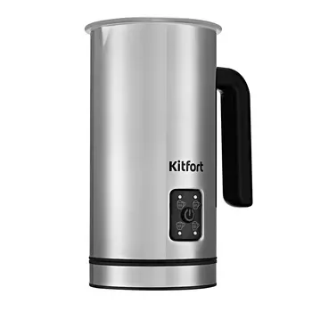 Капучинатор Kitfort КТ-758, стационарный, 500 Вт, 300 мл, металл, серебристый/черный (КТ-758)