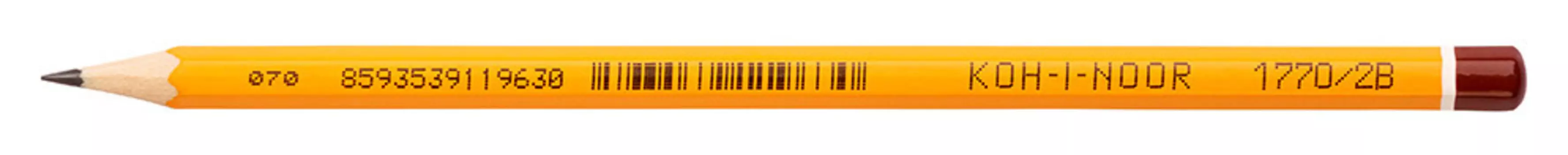 Карандаш чернографитный 2B, шестигранная форма, желтый, KOH-I-NOOR 1770 (177002B00167)