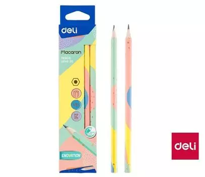 Карандаш чернографитный HB, шестигранная форма, 1шт., ассорти, Deli Macaron EU54900 (EU54900-1)