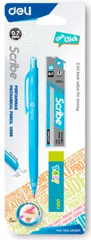Карандаш механический 0.5мм B, блистер, пластик, голубой, Deli CU996 (CU996)