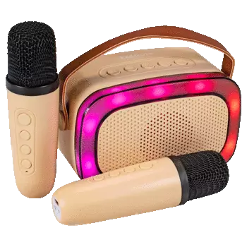 Караоке-система ExeGate Bro 330, 8 Вт, AUX, USB, microSD, Bluetooth, подсветка, бежевый (EX294943RUS)