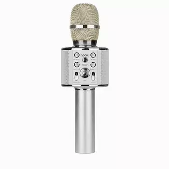Караоке система портативная Hoco Wireless karaoke microphone BK3 Cool sound KTV, USB, microSD, серебристый (109020)