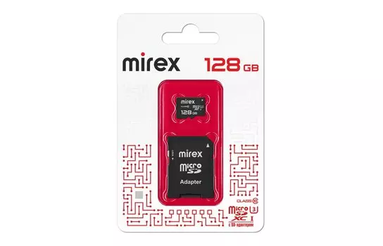 Карта памяти 128Gb microSDXC Mirex Class 10 UHS-I U3 + адаптер (13613-AD3UH128)