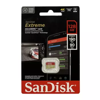 Карта памяти 128Gb microSDXC Sandisk Extreme Class 10 UHS-I U3 V30 A2 (SDSQXAA-128G-GN6MN)