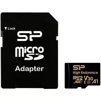 Карта памяти 128Gb microSDXC Silicon Power Golden High Endurance Class 10 UHS-I U3 V30 A1 + адаптер (SP128GBSTXDV3V1H)
