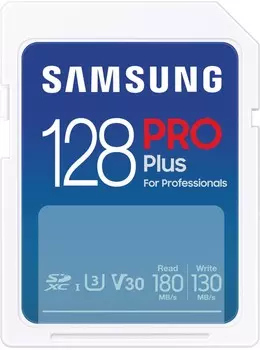 Карта памяти 128Gb SDXC Samsung PRO PLUS Class 10 UHS-I U3 V30 A2 (MB-SD128S/EU/APC)