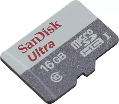 Карта памяти 16Gb microSDHC Sandisk Ultra Class 10 UHS-I U1 (SDSQUNS-016G-GN3MN)