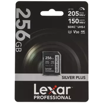 Карта памяти 256Gb SDXC Lexar Professional Silver Plus Class 10 UHS-I U3 V30 (LSDSIPL256G-BNNNG)