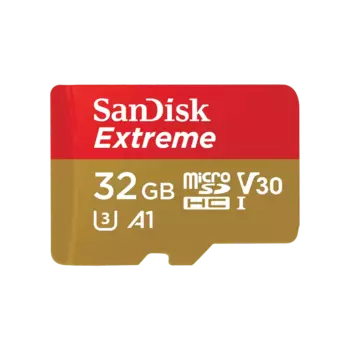 Карта памяти 32Gb microSDHC Sandisk Extreme Class 10 UHS-I U3 V30 A1 + адаптер (SDSQXAF-032G-GN6MN)
