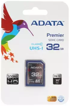 Карта памяти 32Gb SDHC ADATA Class 10 UHS-I A1 (ASDH32GUICL10-R)