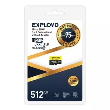Карта памяти 512Gb microSDXC EXPLOYD Premium Class 10 UHS-I U3 (EX512GCSDXC10UHS-1-ElU3 w)