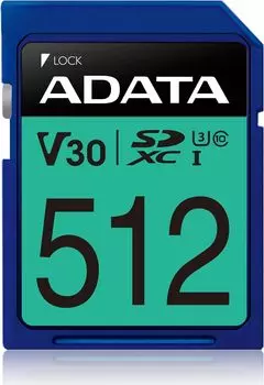 Карта памяти 512Gb SDXC ADATA Class 10 UHS-I U3 V30 (ASDX512GUI3V30S-R)