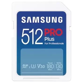 Карта памяти 512Gb SDXC Samsung PRO PLUS Class 10 UHS-I U3 V30 A2 (MB-SD512S/EU)