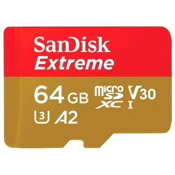 Карта памяти 64Gb microSDXC Sandisk Extreme Class 10 UHS Class 3, UHS-I + адаптер (SDSQXA2-064G-GN6MA)