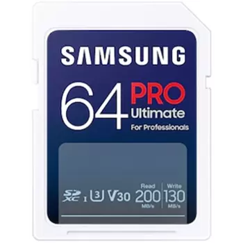 Карта памяти 64Gb SDXC Samsung PRO Ultimate Class 10 UHS-I U3 V30 A2 (MB-SY64S/WW)