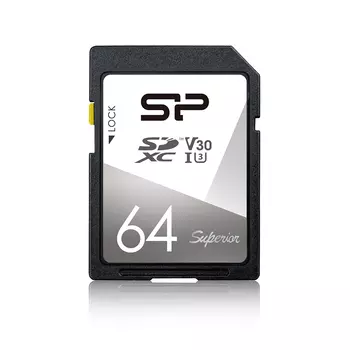 Карта памяти 64Gb SDXC Silicon Power Superior Class 10 UHS-I U3 (SP064GBSDXCV3V10)