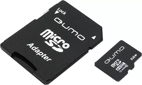 Карта памяти 8Gb microSDHC Qumo Class 10 + адаптер (QM8GMICSDHC10)