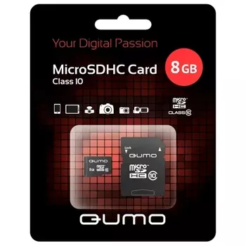 Карта памяти 8Gb microSDHC Qumo Class 10 UHS-I U1 + адаптер (QM8GMICSDHC10U1)