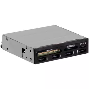 Картридер Ginzzu внутренний, мультиформатный, USB 2.0, черный (GR-137UB)