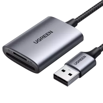 Картридер внешний UGREEN CM401, SD/TF, USB Type-C, серый (80888)
