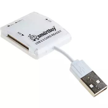 Картридер внешний Smartbuy SBR-713-W, мультиформатный, USB 2.0, белый