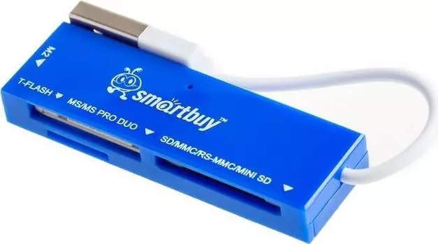 Картридер внешний Smartbuy SBR-717-B, мультиформатный, USB 2.0, голубой