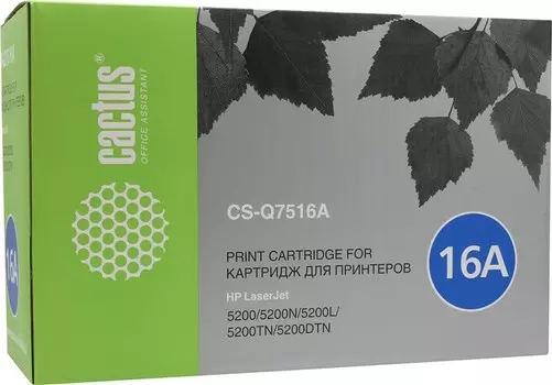 Картридж лазерный Cactus CS-Q7516A (Q7516A), черный, 12000 страниц, совместимый для LaserJet 5200dtn / 5200 / 5200L / 5200tn
