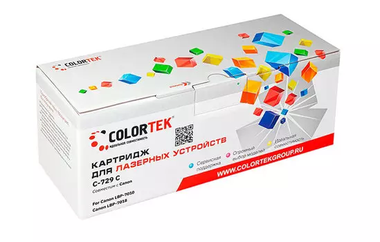 Картридж Colortek Cartridge 729C для Canon, голубой (СТ-729C)