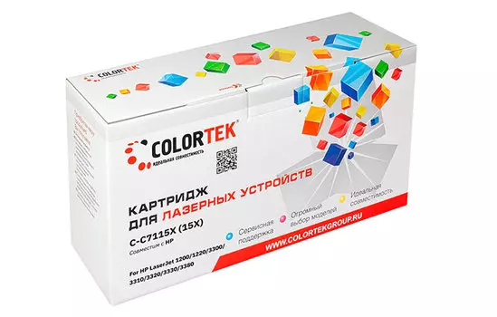 Картридж Colortek СТ-C7115X LJ 1000/1005/1200/1220/3300/3380, 3500 стр., черный