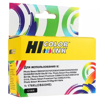 Картридж струйный Hi-Black HB-CB323HE (178XL/CB323HE), голубой, совместимый, 790 страниц, для HP 3070A / 5510e / 5515 / C5383 / C6383 / D5463 / B8553 / 6510 / 7510