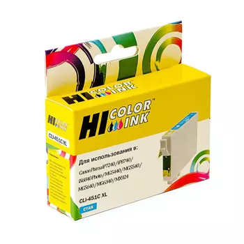 Картридж струйный Hi-Black HB-CLI-451C XL (CLI-451C XL), голубой, совместимый, 715 страниц, для Canon Pixma iP7240 / iP8740 / iX6840 Photo / MG5440 / MG5540 / MG5640 / MG6340 / MX924
