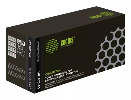 Картридж лазерный Cactus CS-C057BK (057/3009C002), черный, 3100 страниц, совместимый для Canon i-SENSYS LBP223dw/226dw/228x без чипа
