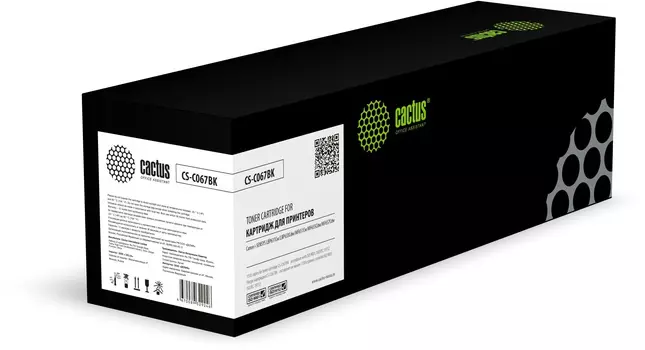 Картридж лазерный Cactus CS-C067BK (067BK/5102C002), черный, 1350 страниц, совместимый для Canon i-SENSYS LBP631Cw/i-SENSYS LBP633Cdw/i-SENSYS MF651Cw/i-SENSYS MF655Cdw/i-SENSYS MF657Cdw