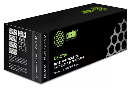 Картридж лазерный Cactus CS-C703 (703), черный, 2000 страниц, совместимый для Canon LBP-2900 / 3000