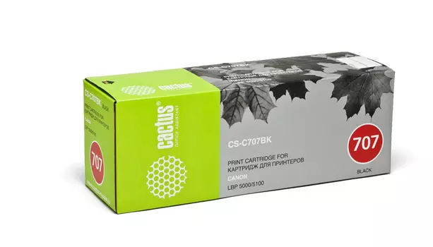 Картридж лазерный Cactus CS-C707BK (707BK), черный, 2500 страниц, совместимый, для Canon LBP-5000 / 5100