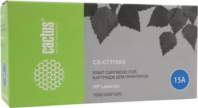 Картридж лазерный Cactus CS-C7115AS (C7115A), черный, 2500 страниц, совместимый для LaserJet 1220 / 3330mfp / 1000w / 1200 / 1200n