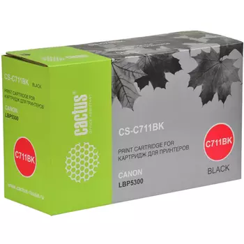 Картридж лазерный Cactus CS-C711BK (711Bk), черный, 6000 страниц, совместимый, для Canon LBP-5300 / 5360